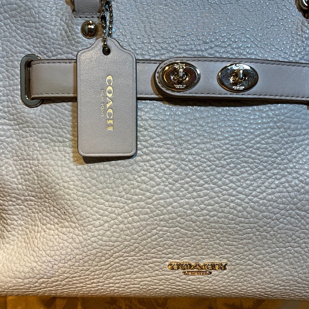 Coach satchel bag, white leather with strap detailing.   B2Bc - Picture 5 of 8